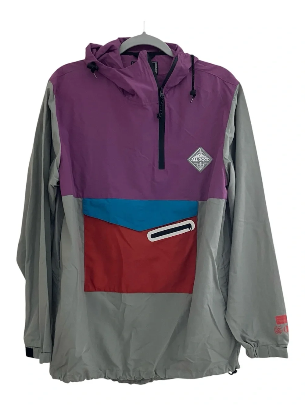 All Good California Outdoors-Men’s Large Colorblock Windbreaker Hooded Jacket
